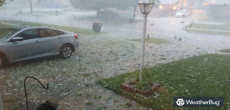 Video: Heavy Omaha Hail Tears Leaves From Tree and Scares One-Year-Old ...