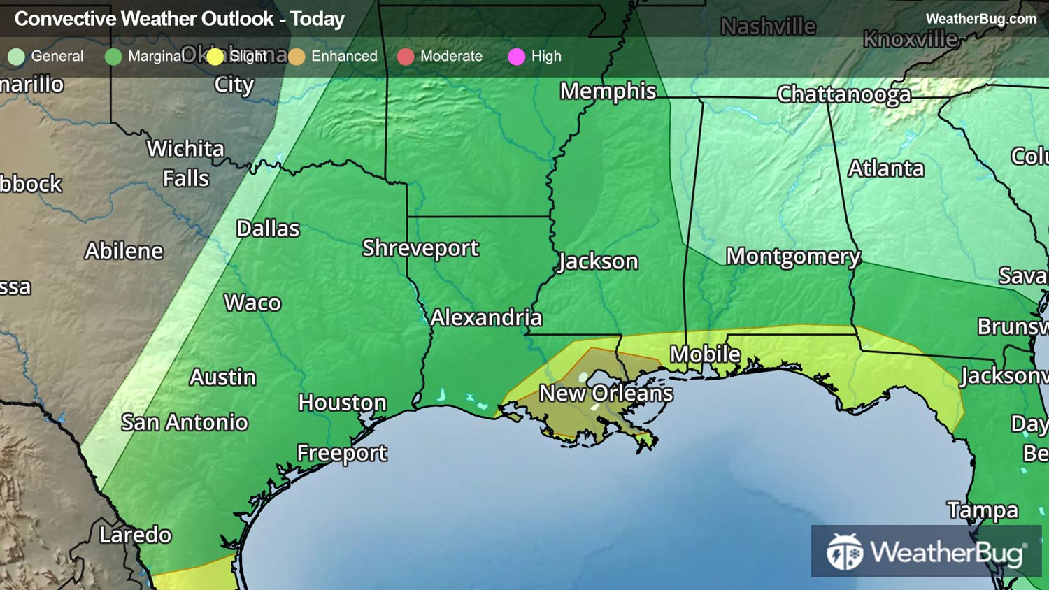 Big Thunderstorm Clusters Pepper Western and Central Gulf Coast ...
