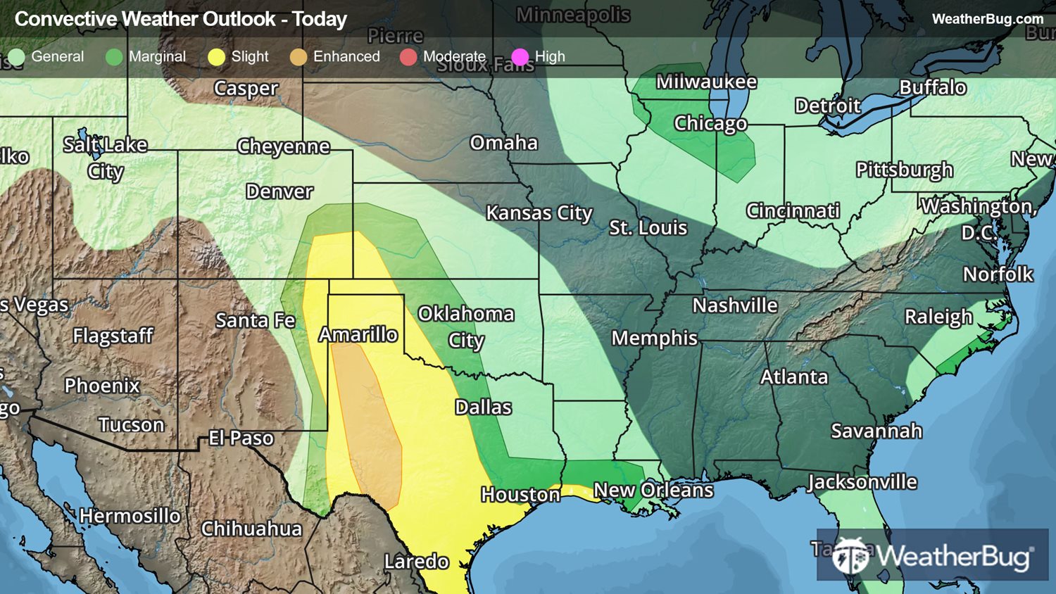 Big Thunderstorms Pepper Southern Plains to Gulf Coast | WeatherBug ...