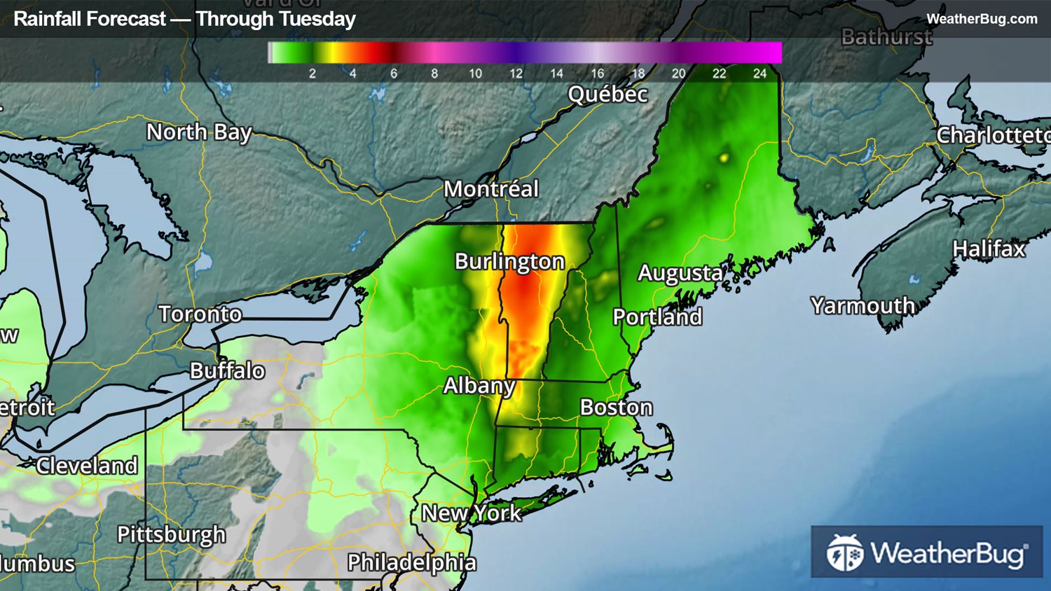 Torrential, Flooding Rain Drenches New York State to New England