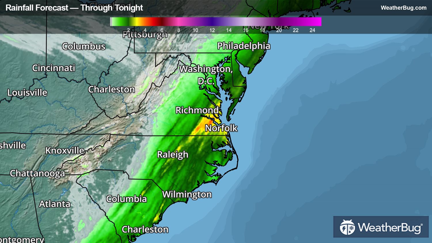 Southeast Impacted By Heavy Rain WeatherBug