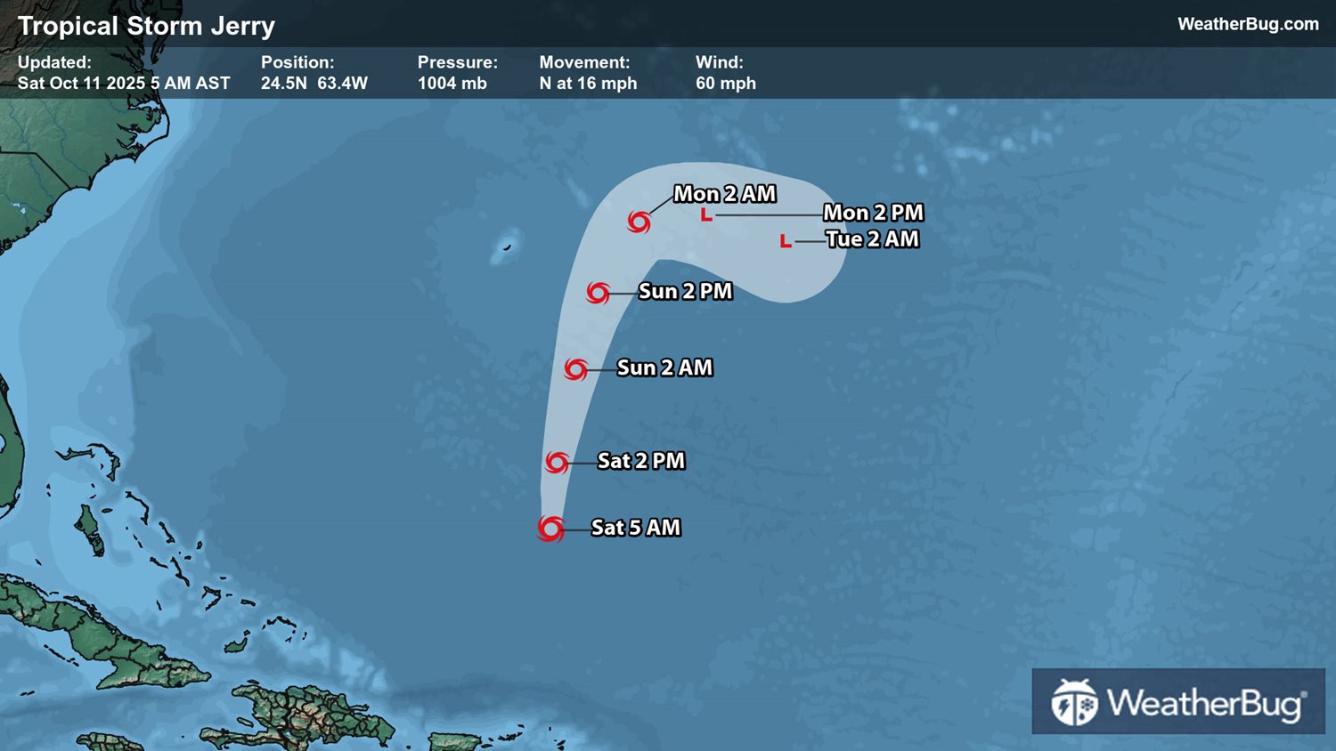 T.S. Jerry Moving Away From The Leeward Islands | WeatherBug | WeatherBug
